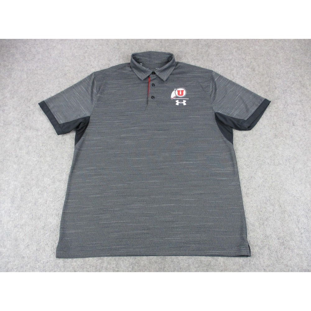Utah Utes Polo Shirt Men Large Gray Player Team Issue NCAA College Under Armour
